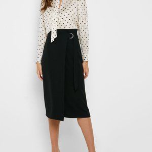 MANGO Buckle Wrap Skirt